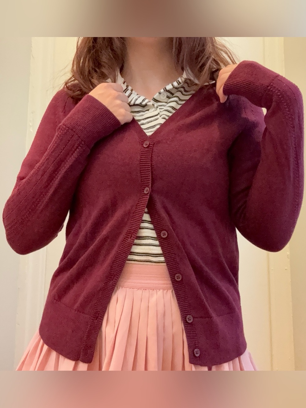 Banana Republic Deep Wine V-Neck Button Cardigan